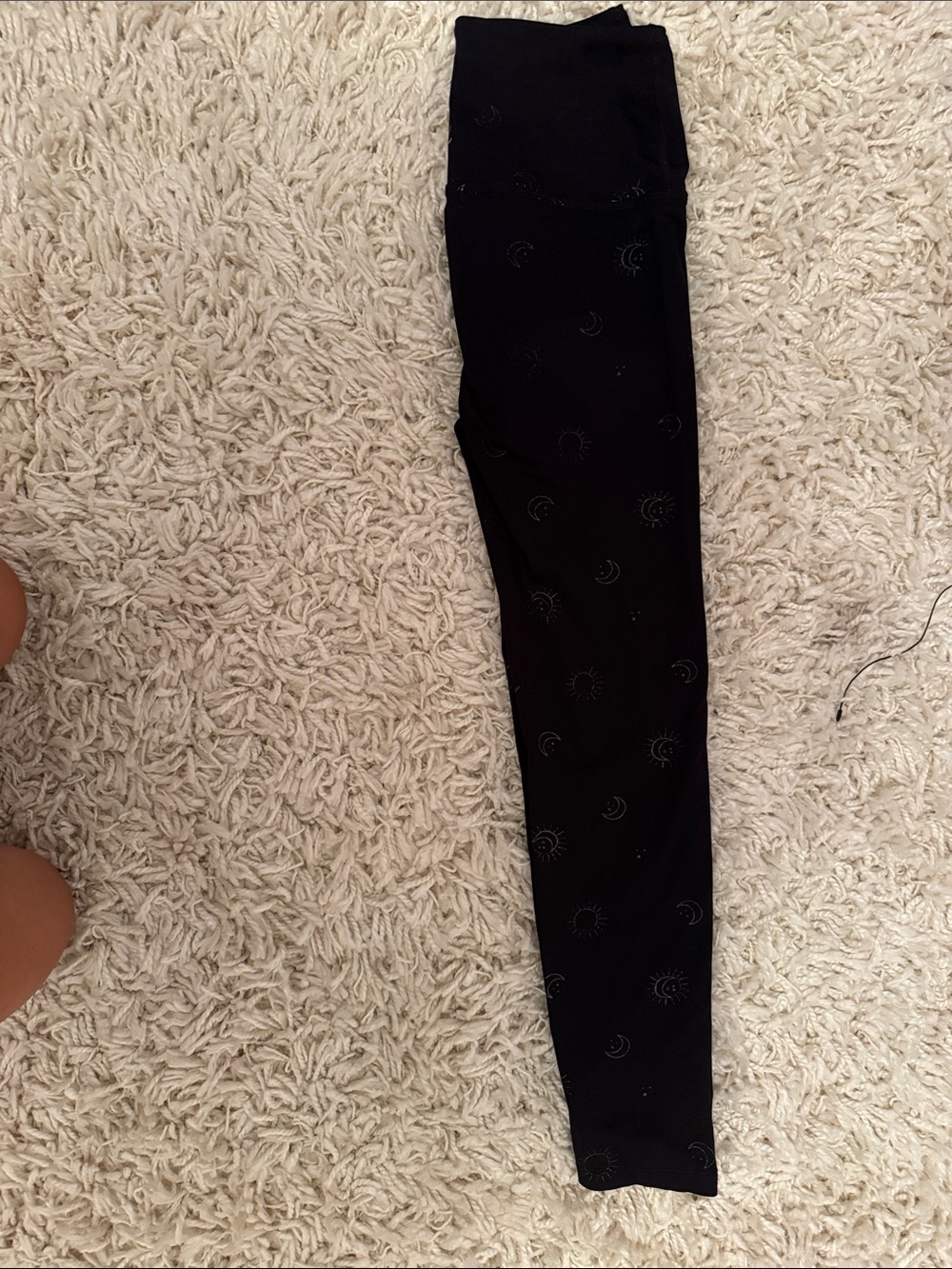 Beyond Yoga Black Leggings with Subtle Moon & Sun Motif